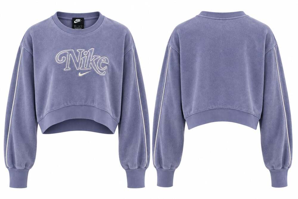 Nike Sportswear Phoenix Fleece Terry Cropped Crewneck Sweatshirt Purple XS Women